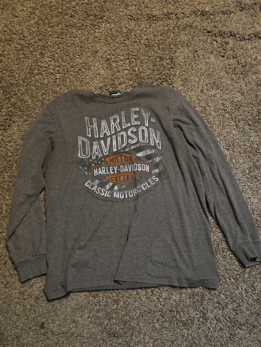 Harley-Davidson Brown Long Sleeve Logo Tee Size Large